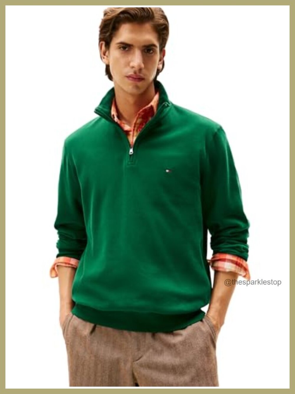 Men's Medium Weight Ribbed 1/4 Zip Sweatshirt Cotton Regular Fit Pullover